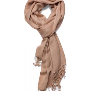 Cashmere Diamond Weave Scarf in Tanned Beige