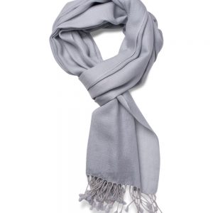 Cashmere Diamond Weave Scarf in Ice Grey